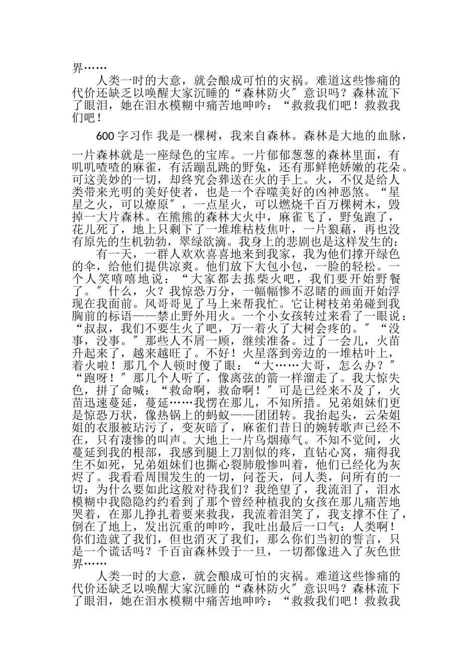 2023年六年级有关森林防火主题作文森林眼泪.doc_第2页