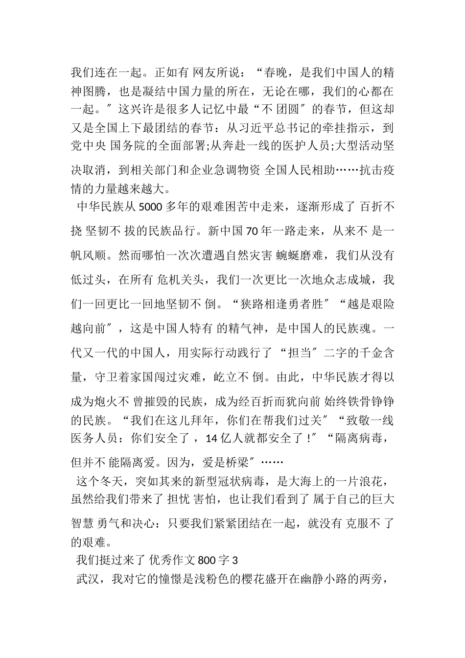 2023年我们挺过来了优秀作文800字20XX.doc_第3页