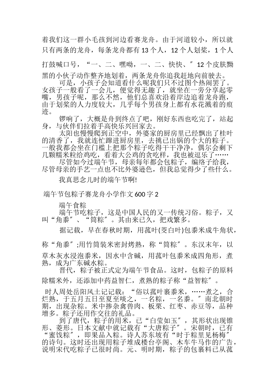 2023年端午节包粽子赛龙舟小学作文600字7篇.doc_第2页