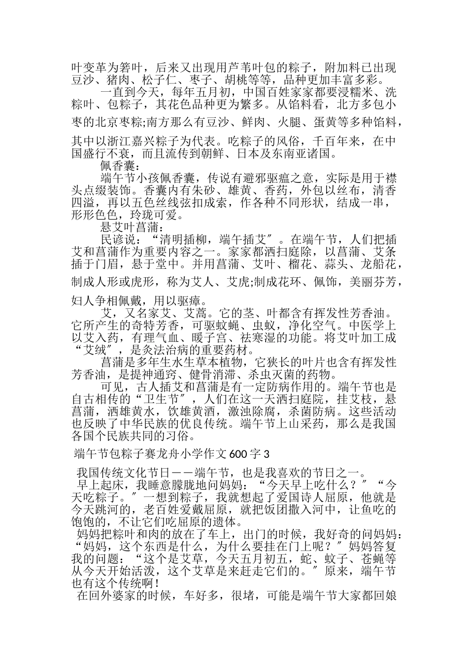 2023年端午节包粽子赛龙舟小学作文600字7篇.doc_第3页