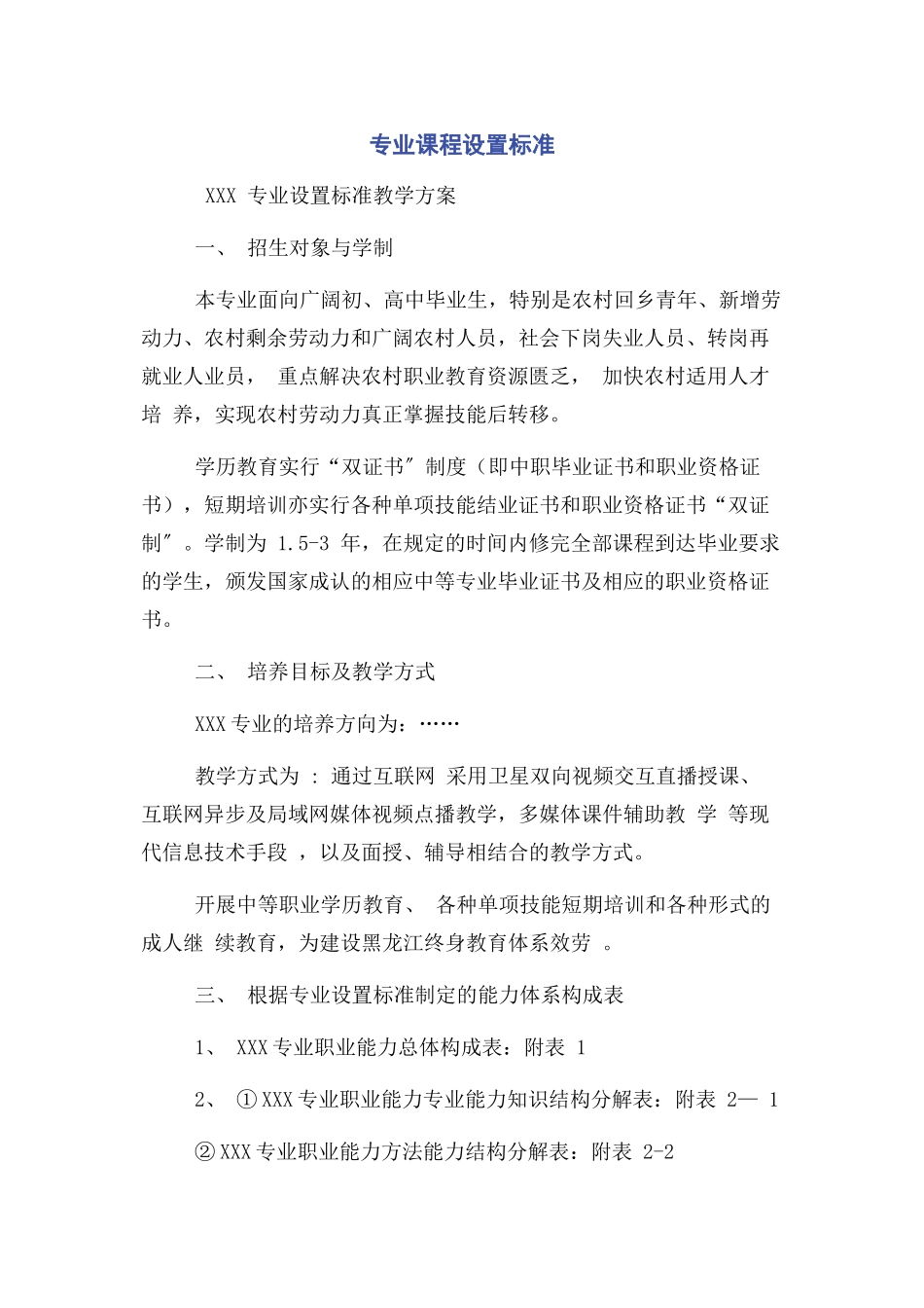 2023年专业课程设置标准.docx_第1页