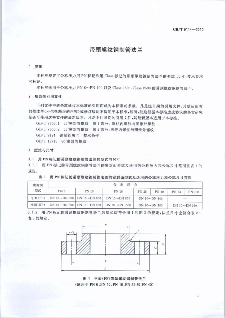 GB∕T 9114-2010 带颈螺纹钢制管法兰.pdf_第3页