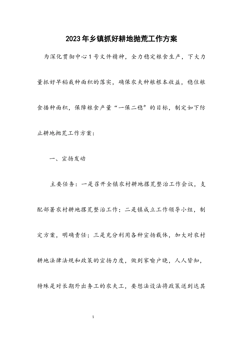 2023年乡镇抓好耕地抛荒工作方案.docx_第1页