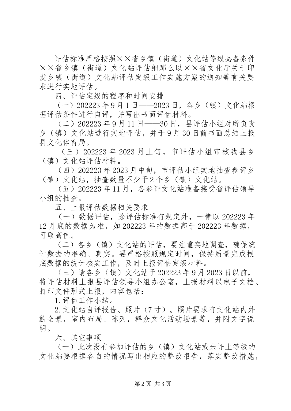 2023年乡镇文化站评估定级工作方案.docx_第2页