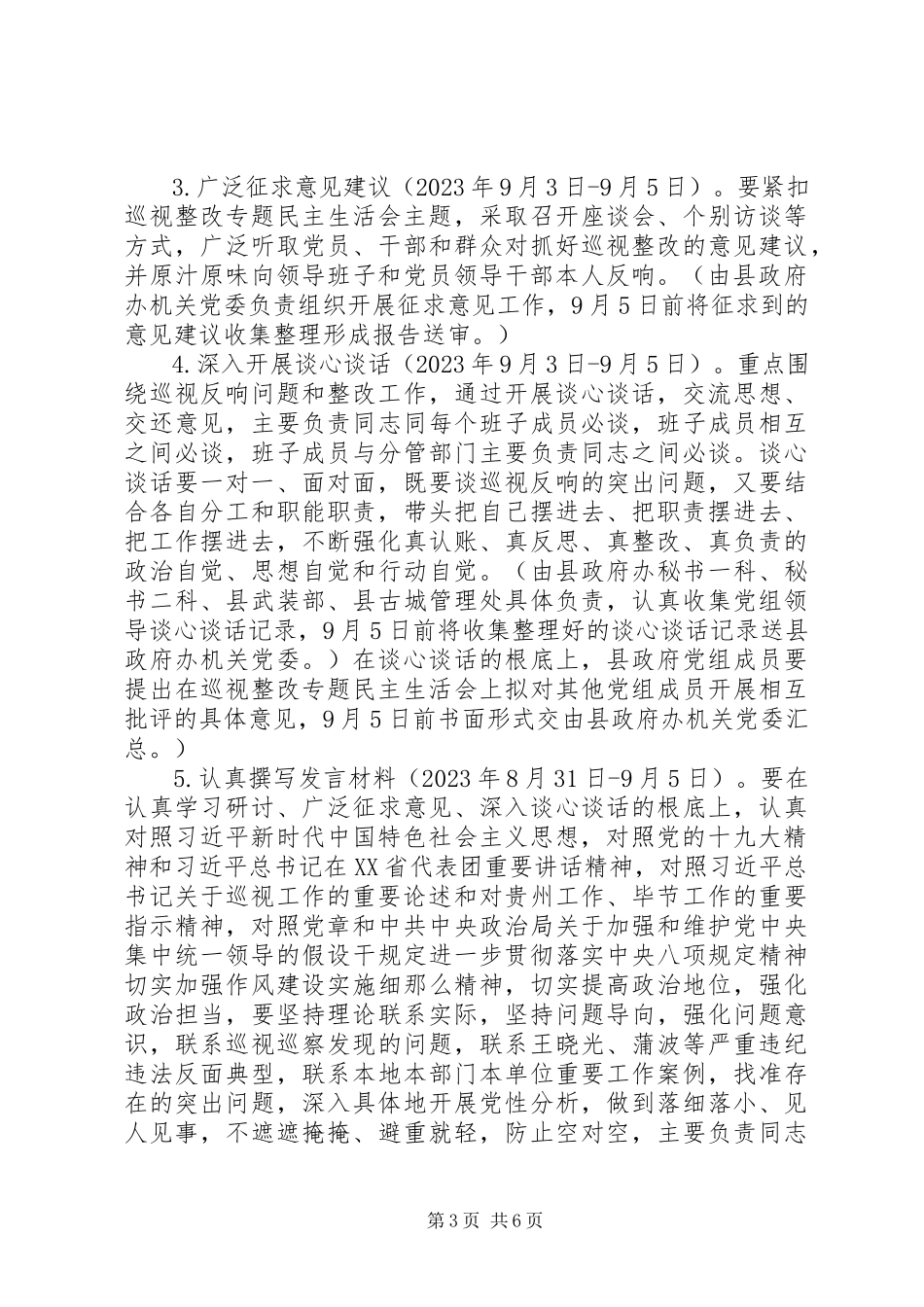 2023年人民政府党组巡视整改专题民主生活会工作方案.docx_第3页