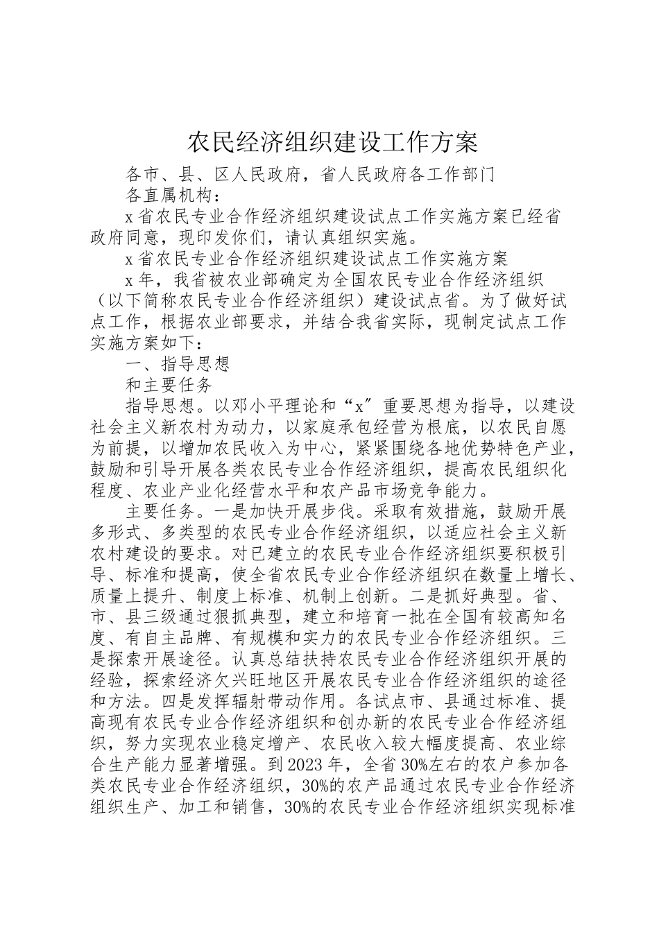 2023年农民经济组织建设工作方案.doc_第1页