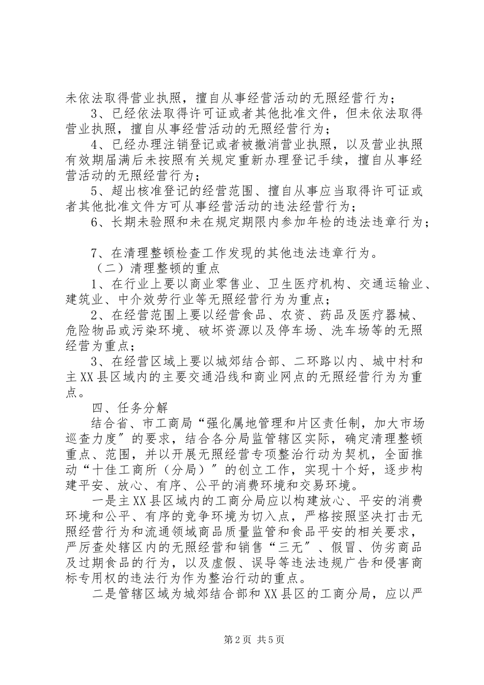 2023年区工商行政管理局清理整顿无照经营行动工作方案.docx_第2页