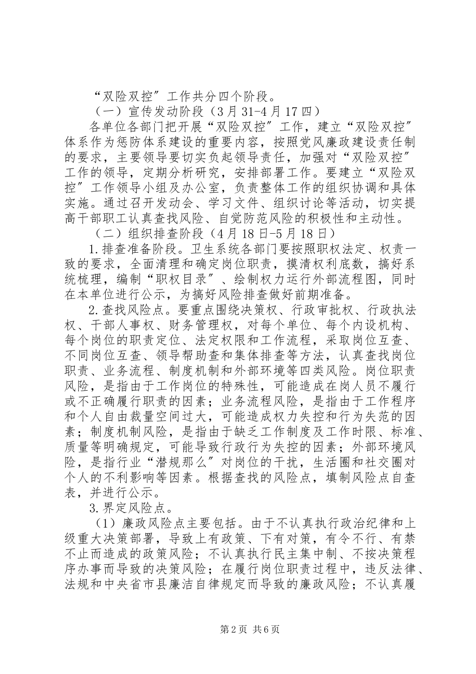 2023年县卫生局双险双控工作方案.docx_第2页