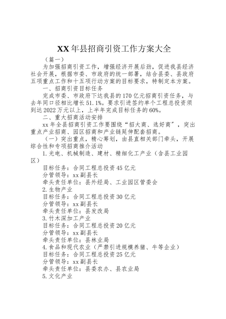 2023年县招商引资工作方案大全 .doc_第1页