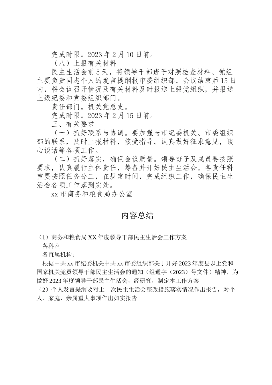 2023年商务和粮食局年度领导干部民主生活会工作方案.doc_第3页
