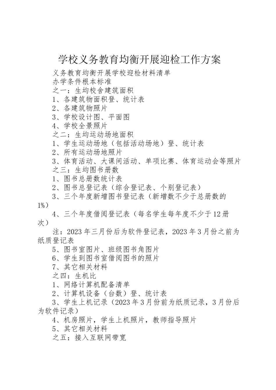 2023年学校义务教育均衡发展迎检工作方案 4.doc_第1页