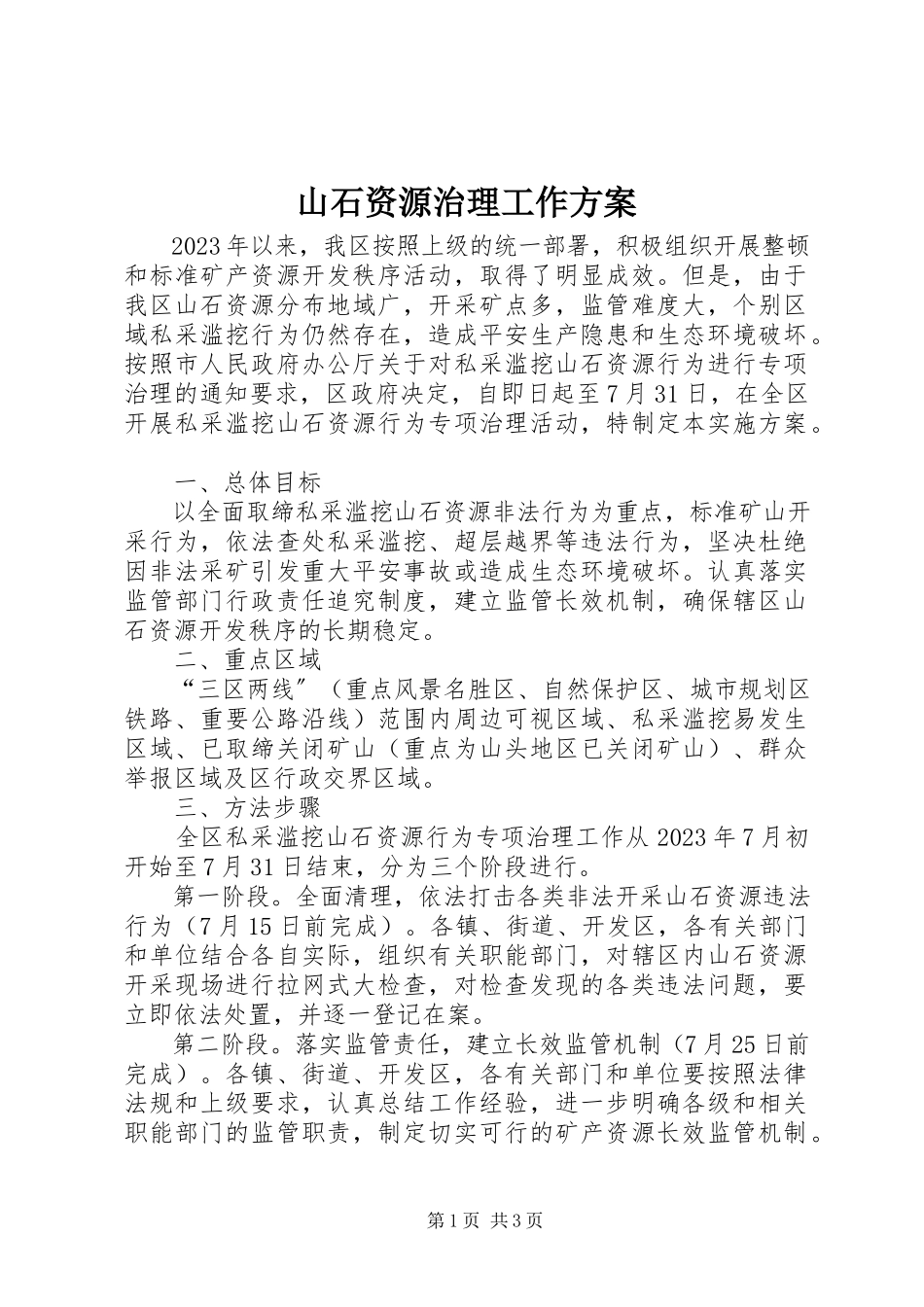 2023年山石资源治理工作方案.docx_第1页