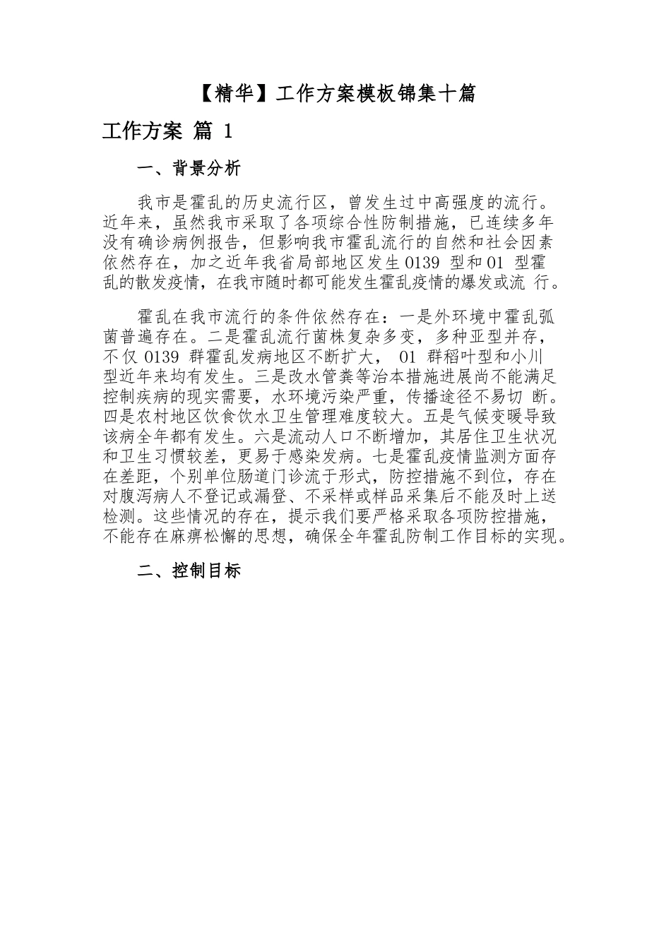 2023年工作方案模板锦集十篇.docx_第1页