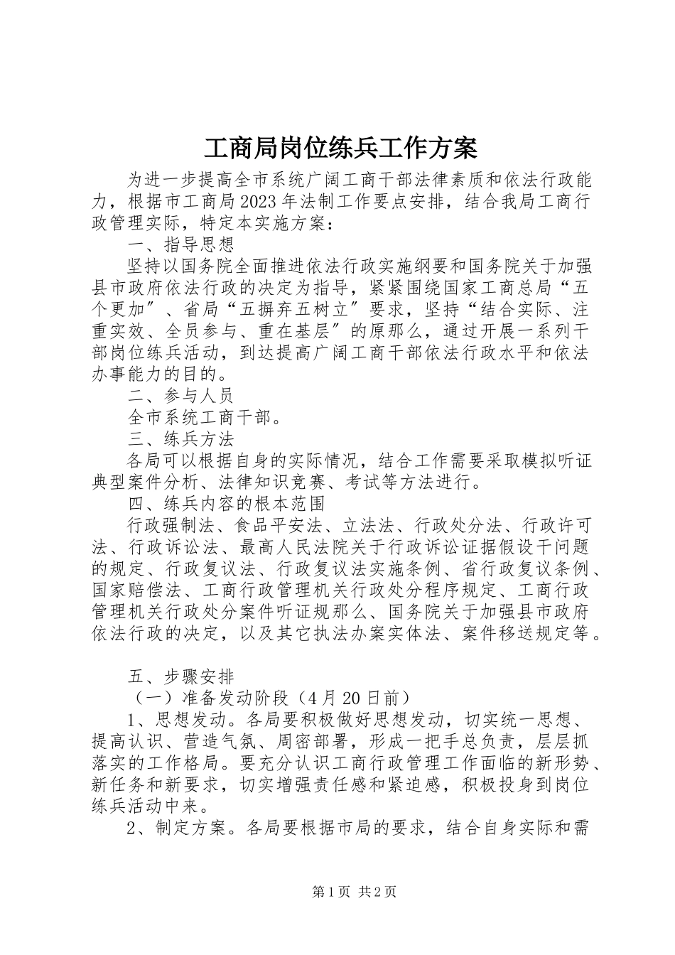 2023年工商局岗位练兵工作方案.docx_第1页
