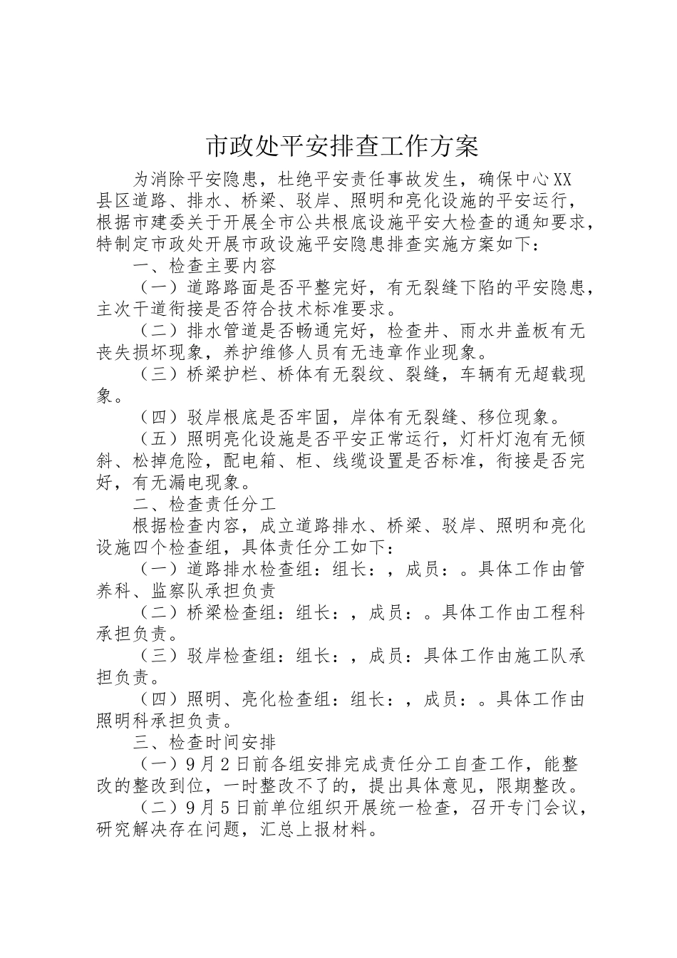 2023年市政处安全排查工作方案.doc_第1页