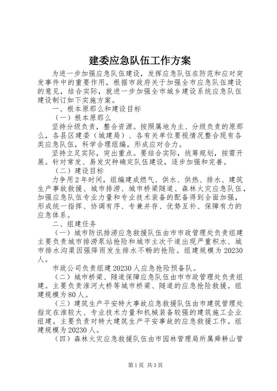 2023年建委应急队伍工作方案.docx_第1页