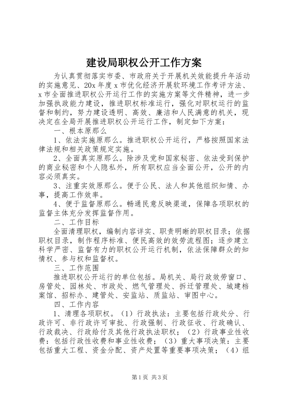 2023年建设局职权公开工作方案.docx_第1页