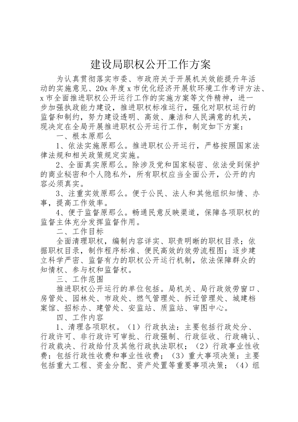 2023年建设局职权公开工作方案新编.doc_第1页