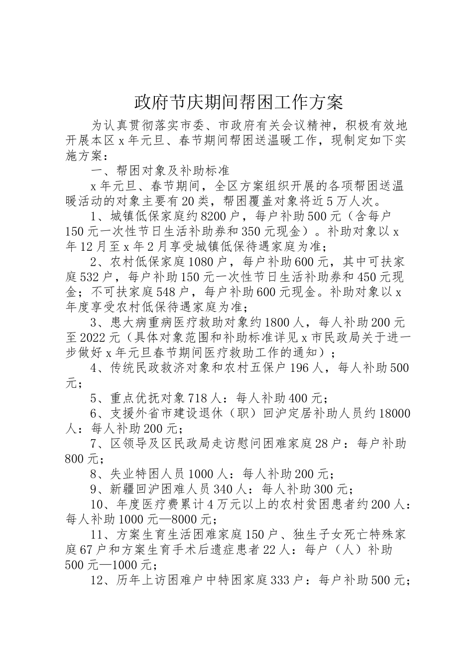 2023年政府节庆期间帮困工作方案.doc_第1页