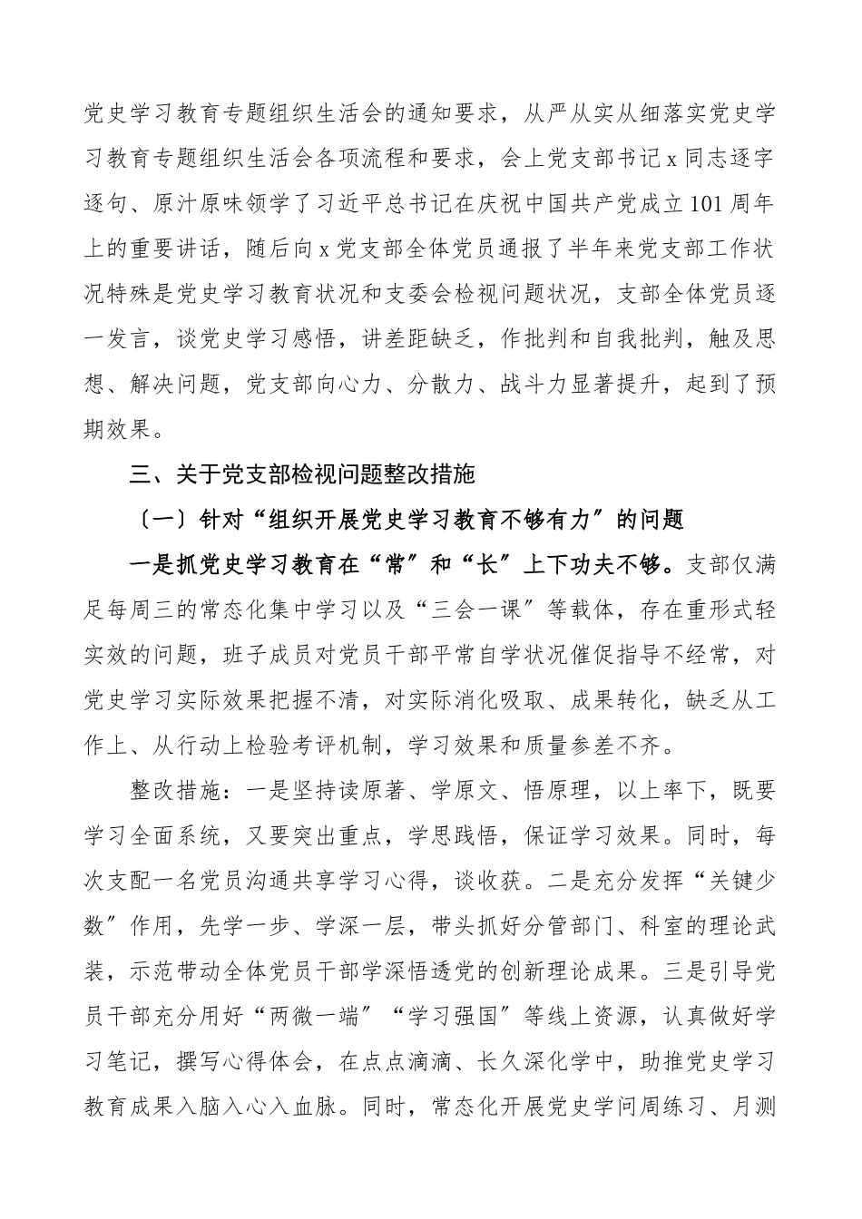 2023年整改方案党支部班子党史学习教育专题组织生活会整改方案领导班子工作方案.doc_第2页