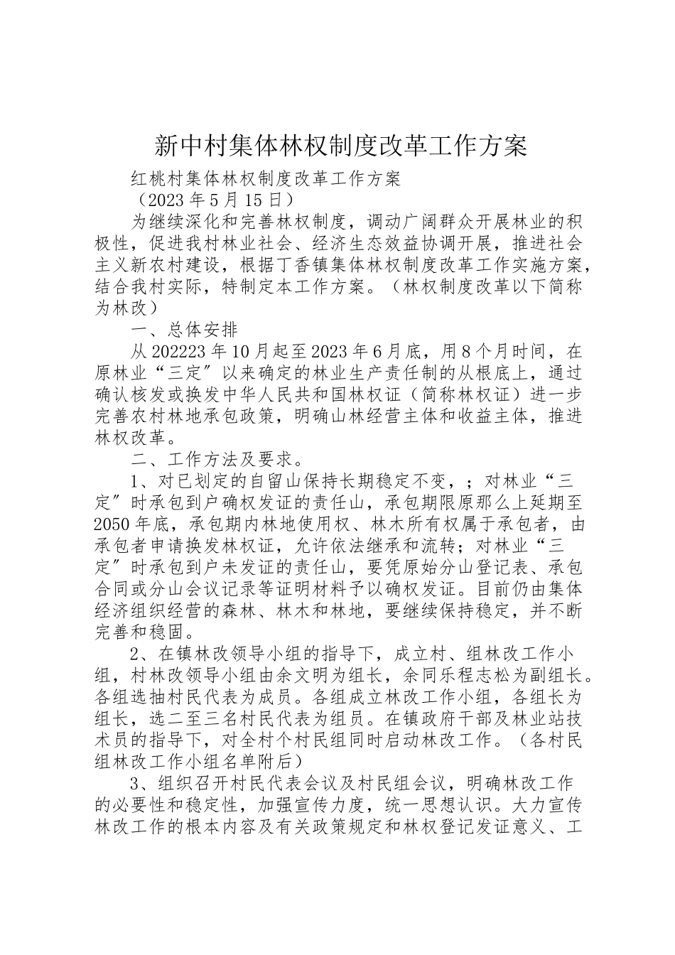 2023年新中村集体林权制度改革工作方案.doc_第1页