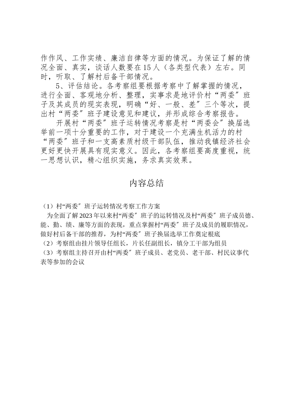 2023年村两委班子运转情况考察工作方案.doc_第2页