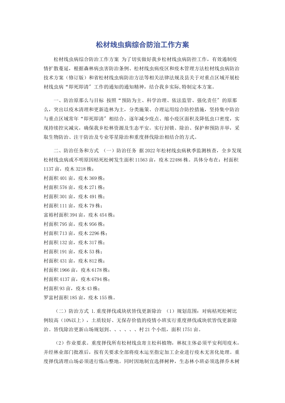 2023年松材线虫病综合防治工作方案.docx_第1页