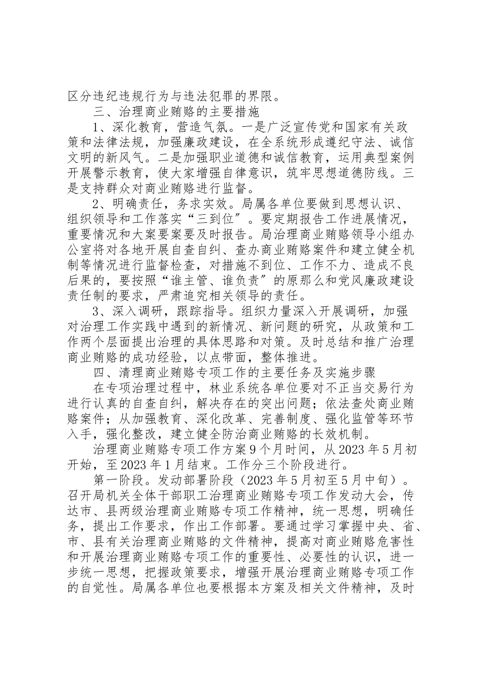 2023年林业局开展治理商业贿赂专项工作方案 .doc_第2页