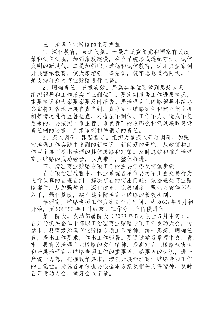 2023年林业局开展治理商业贿赂专项工作方案.doc_第2页