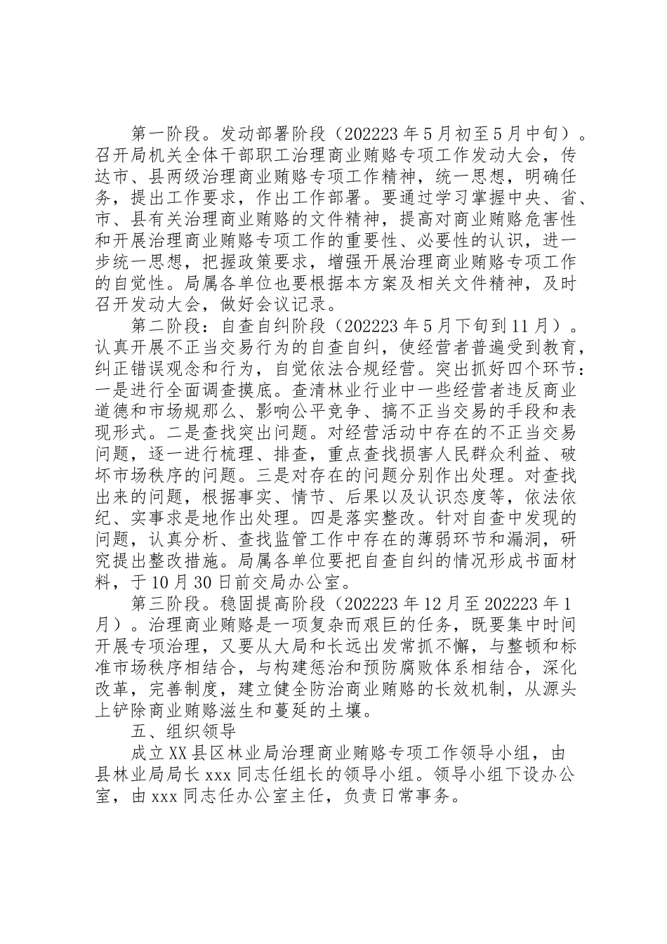 2023年林业局开展治理商业贿赂专项工作方案商业贿赂治理.doc_第3页