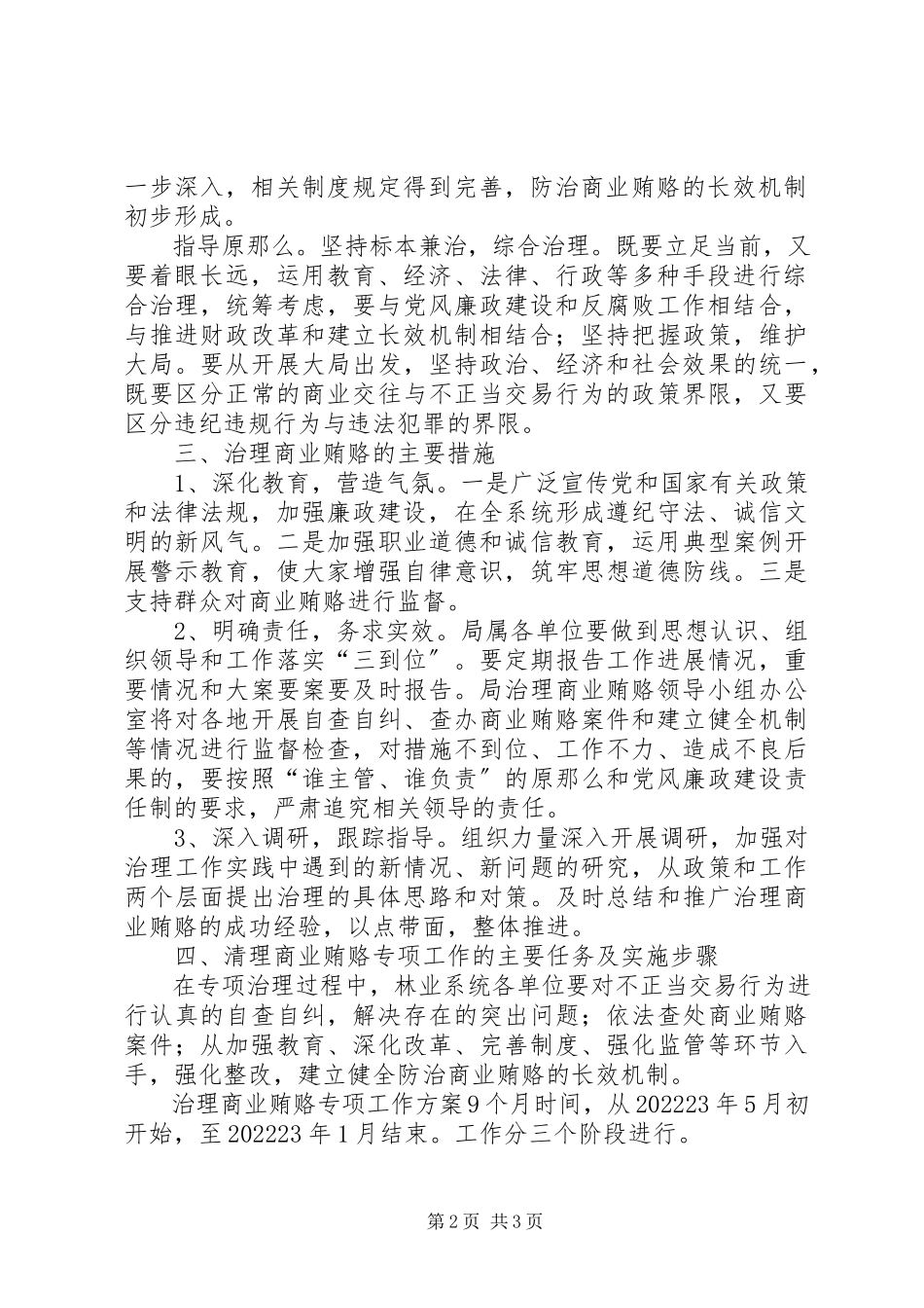 2023年林业局开展治理商业贿赂专项工作方案商业贿赂治理.docx_第2页