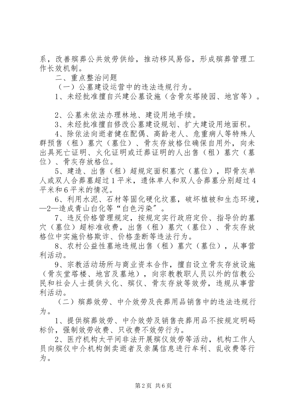 2023年殡葬领域突出问题专项整治行动工作方案大全.docx_第2页