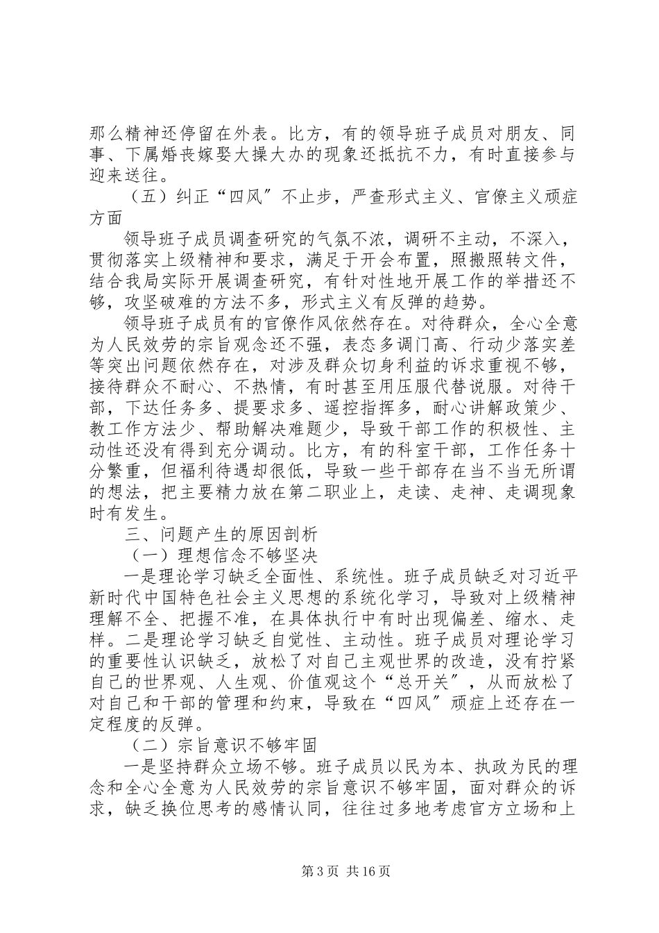 2023年民政局领导班子对照检查材料及民政局领导班子建设问题整改工作方案.docx_第3页