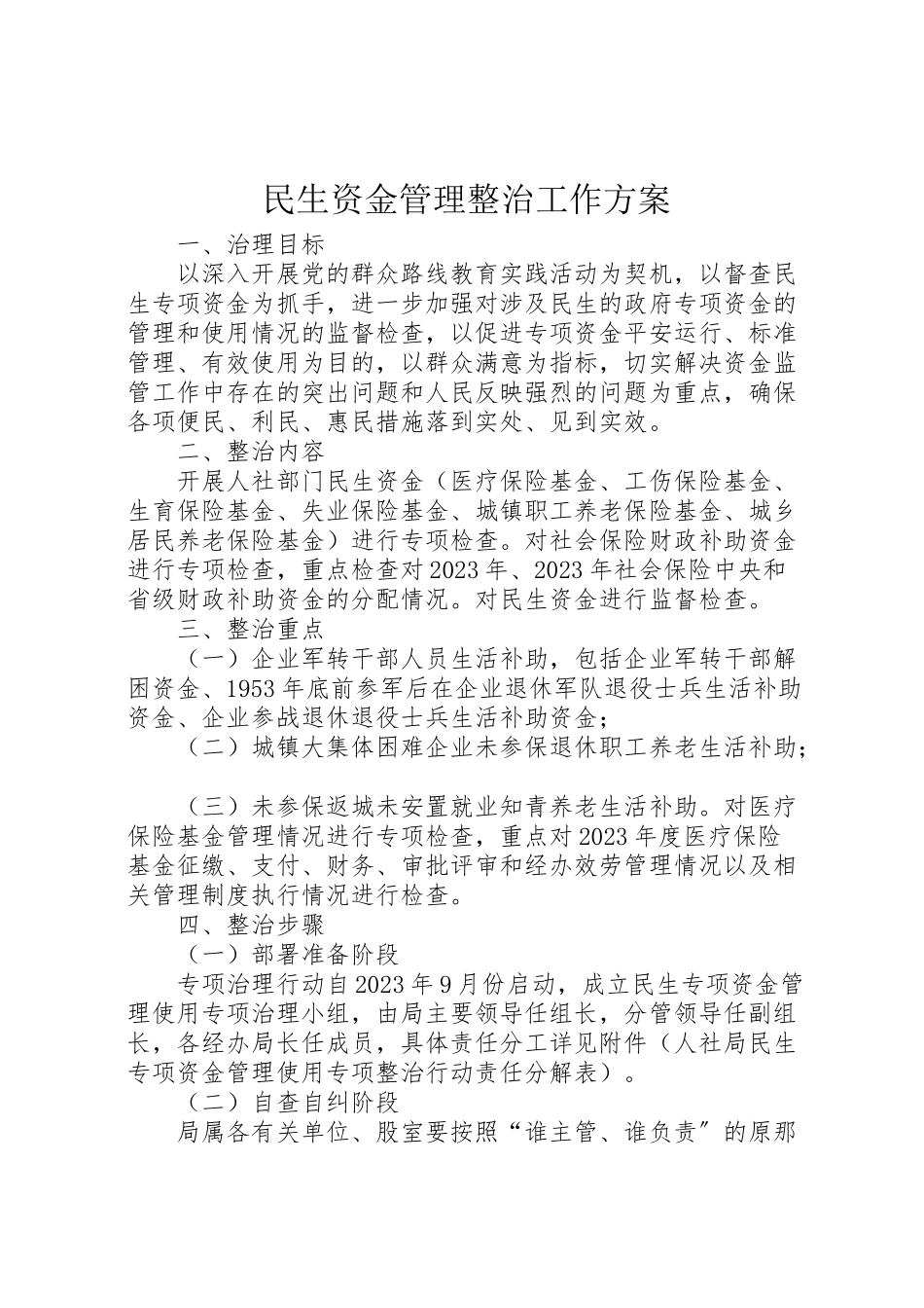 2023年民生资金管理整治工作方案.doc_第1页