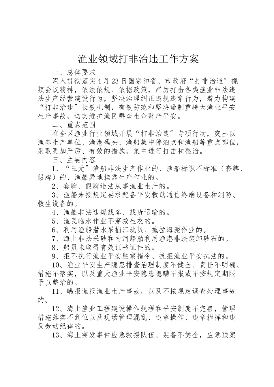 2023年渔业领域打非治违工作方案.doc_第1页
