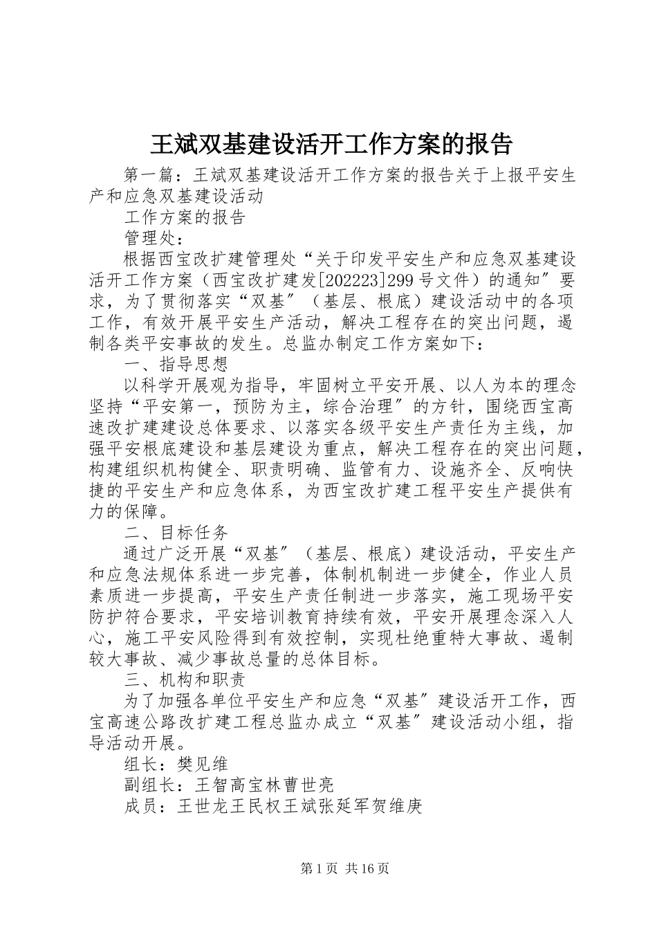 2023年王斌双基建设活动工作方案》的报告.docx_第1页