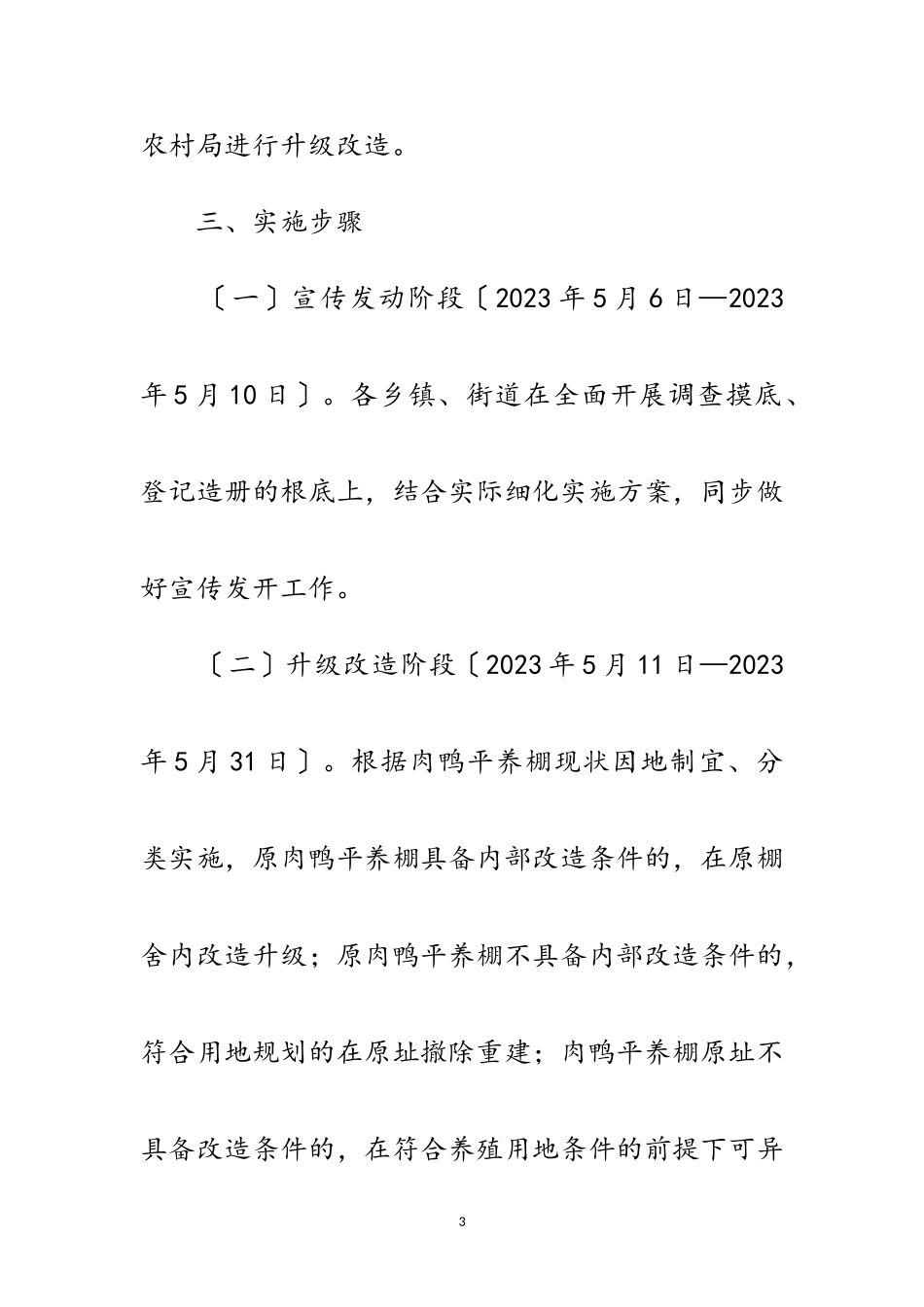 2023年畜牧局肉鸭平养棚升级改造工作方案范文.doc_第3页