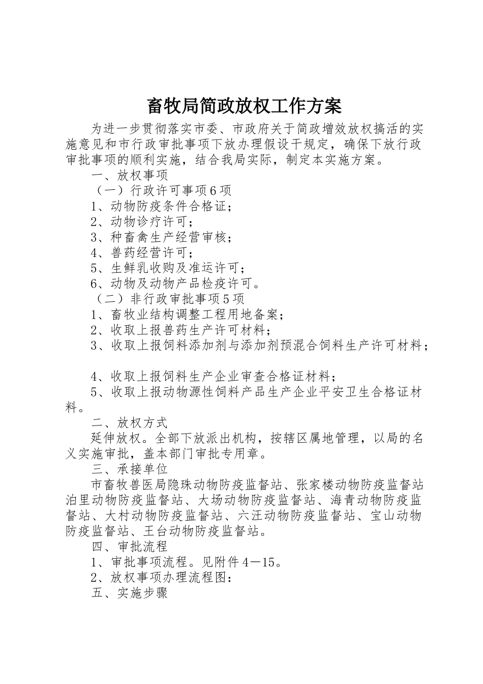 2023年畜牧局简政放权工作方案新编.docx_第1页