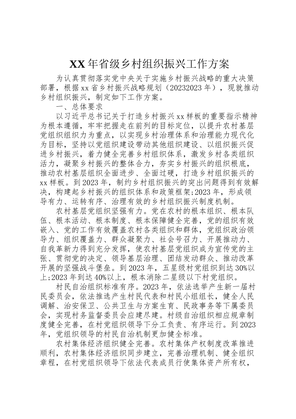 2023年省级乡村组织振兴工作方案.doc_第1页