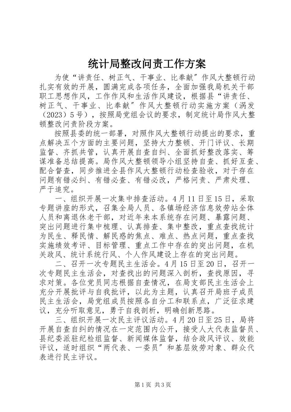 2023年统计局整改问责工作方案.docx_第1页