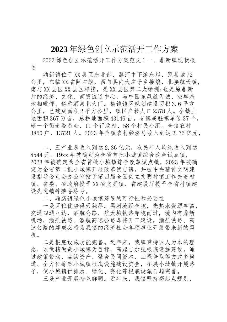 2023年绿色创建示范活动工作方案.doc_第1页