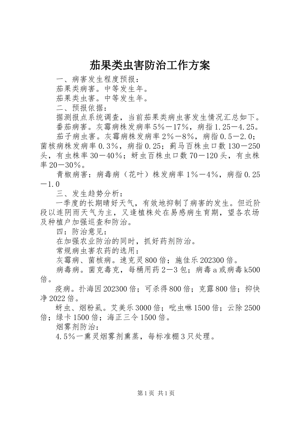 2023年茄果类虫害防治工作方案.docx_第1页