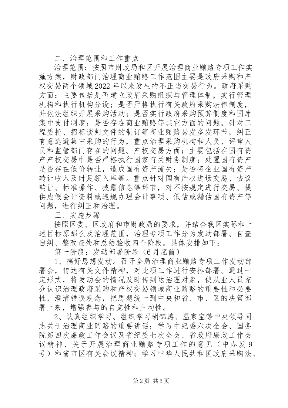 2023年财政局治理商业贿赂专项工作方案.docx_第2页