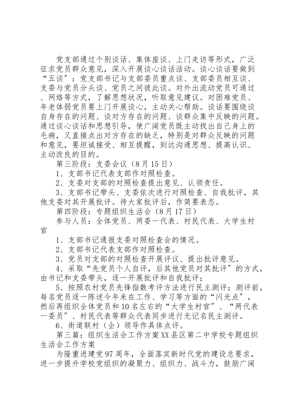2023年金马村专题组织生活会工作方案.doc_第3页