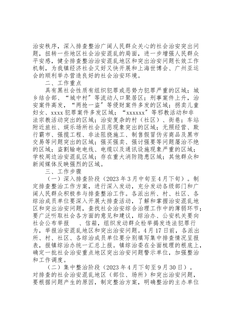 2023年镇关于开展社会治安重点地区和突出治安问题集中排查整治工作方案.doc_第3页