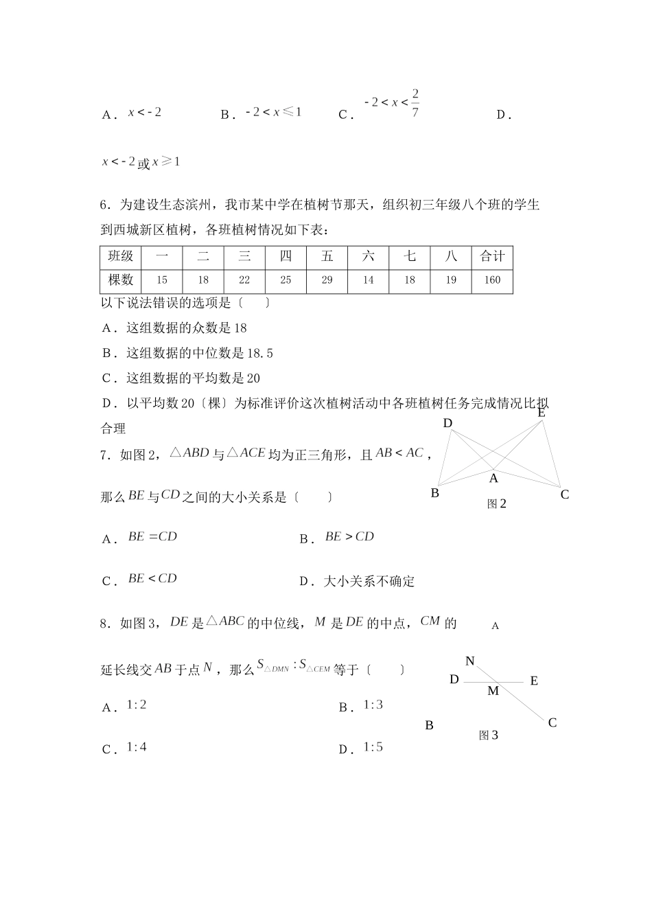 2023年山东省滨州市中等学校招生统一考试初中数学.docx_第2页