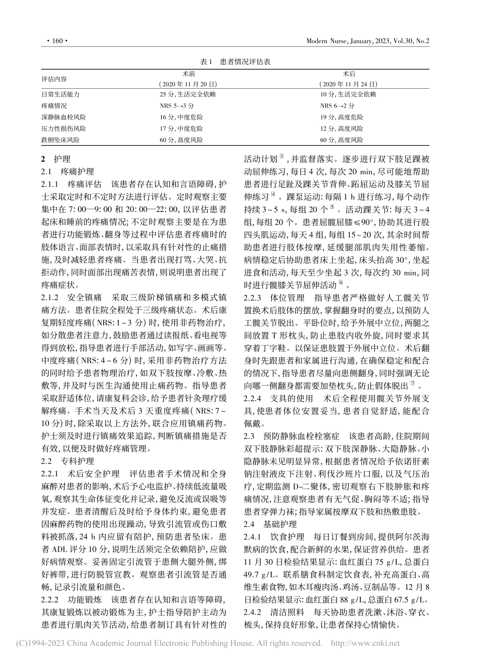 1例阿尔茨海默病患者髋关节置换的康复护理_卓莉.pdf_第2页