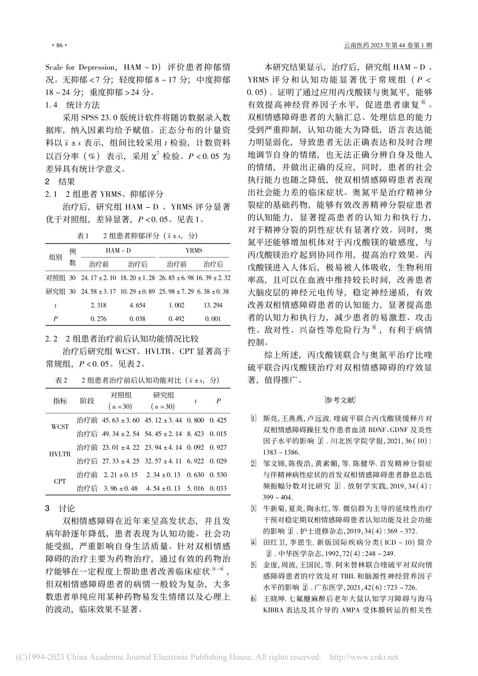 奥氮平结合丙戊酸镁治疗双相情感障碍临床分析_刘慧敏.pdf_第2页