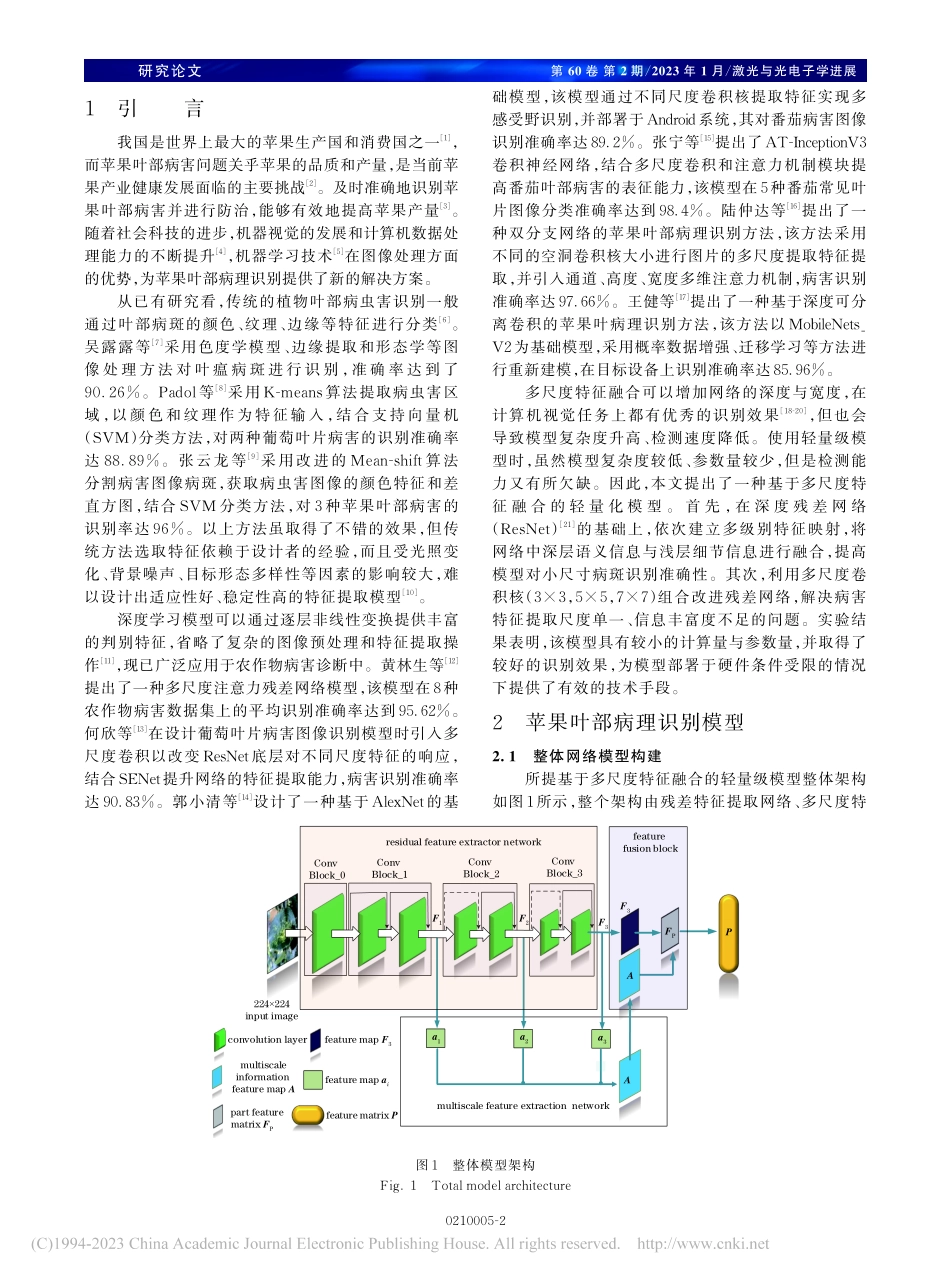 基于多尺度特征融合的轻量化苹果叶部病理识别_王等准.pdf_第2页
