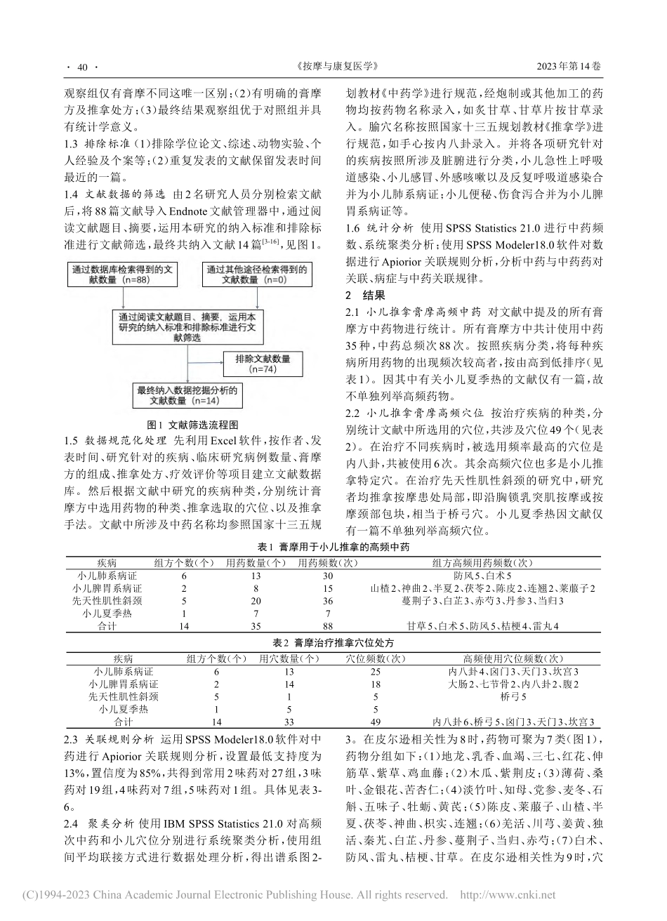 基于数据挖掘分析膏摩在小儿推拿中的应用规律_胡欣翌.pdf_第2页